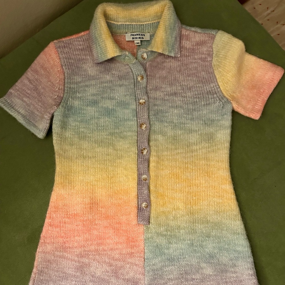 Frankie’s Bikinis knit rainbow romper